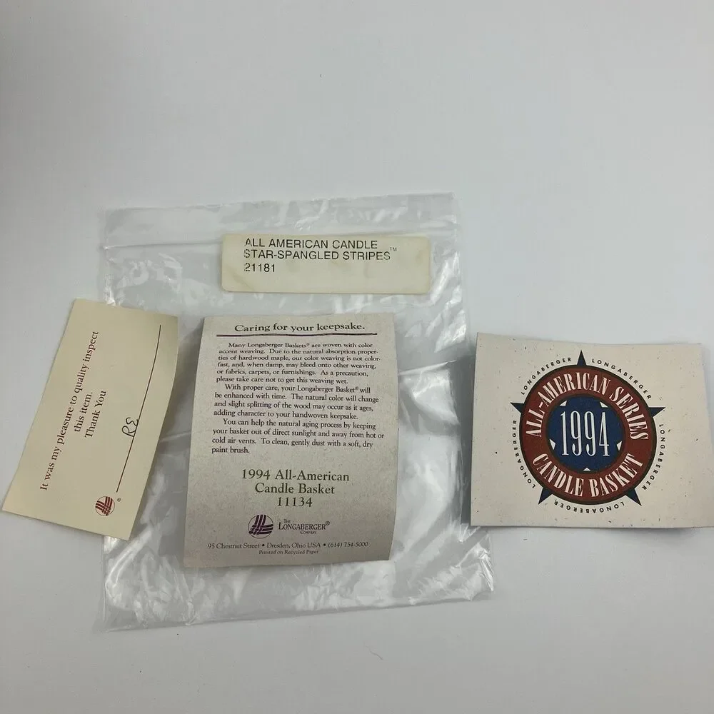 Longaberger 1994 Candle Basket All American | /w Liner 9.5